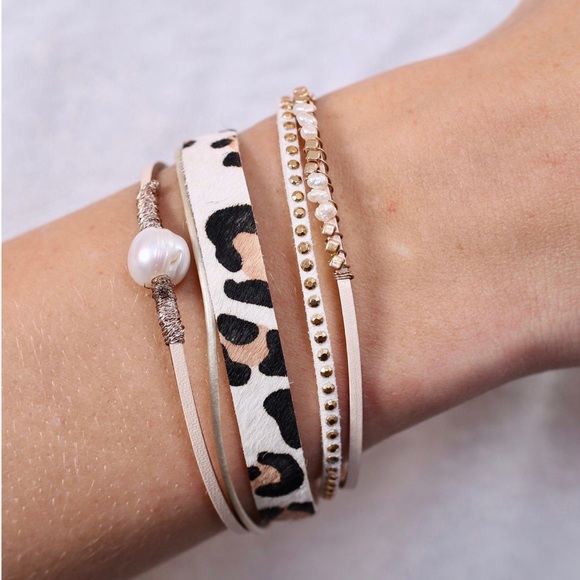 Caroline Hill Jewelry - NEW Multi Strand Magnetic Bracelet With Pearl In  Ivory Leopard